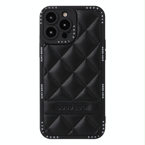 For iPhone 12 Diamond Pattern Leather Phone Case(Black)