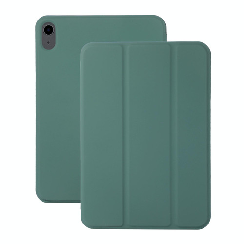 For iPad 10th Gen 10.9 2022 3-fold Magnetic Leather Smart Tablet Case(Deep Green)