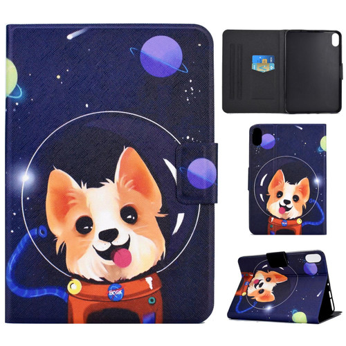 For iPad 10th Gen 10.9 2022 Electric Pressed Colored Drawing Smart Leather Tablet Case(Space Dog)