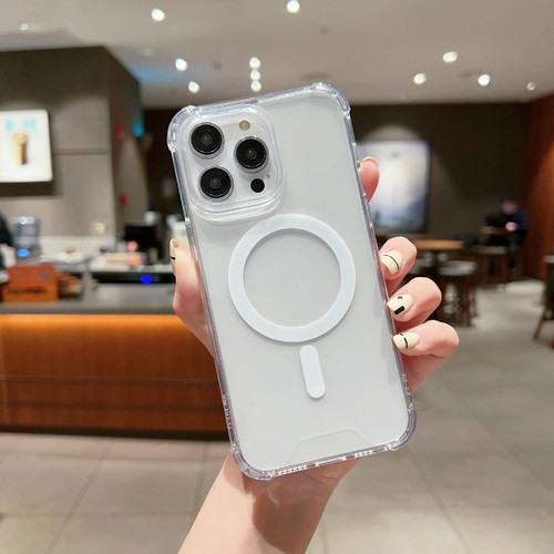 For iPhone 14 Plus High Transparent Acrylic MagSafe Shockproof Phone Case(Transparent)