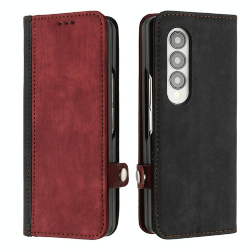 For Samsung Galaxy Z Fold 3 5G Side Buckle Double Fold Leather Phone Case(Red)