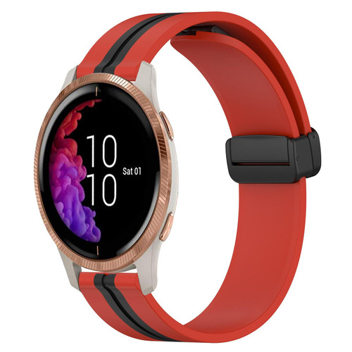 For Garmin Venu 20mm Folding Magnetic Clasp Silicone Watch Band(Red+Black) For Garmin Venu 20mm Folding Magnetic Clasp Silicone Watch Band(Red+Black)