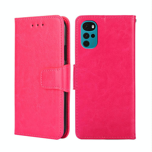 For Motorola Moto E32 India/E22s 4G Global Crystal Texture Leather Phone Case(Rose Red) For Motorola Moto E32 India/E22s 4G Global Crystal Texture Leather Phone Case(Rose Red)