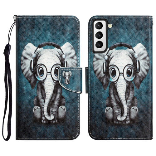 For Samsung Galaxy S23+ 5G Colored Drawing Leather Phone Case(Earphone Elephant) For Samsung Galaxy S23+ 5G Colored Drawing Leather Phone Case(Earphone Elephant)