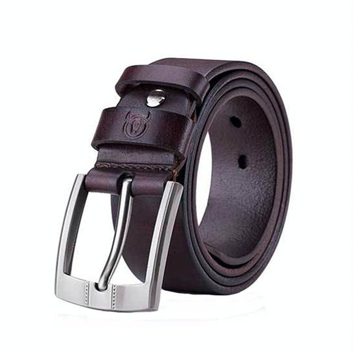 BULL CAPTAIN 01 Pin Buckle Thickened Cowhide Wear-Resistant Belt, Length: 125cm (Smooth Brown)