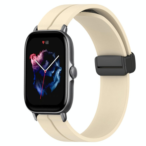 For Amazfit GTS 3 20mm Solid Color Magnetic Clasp Silicone Watch Band(Beige)
