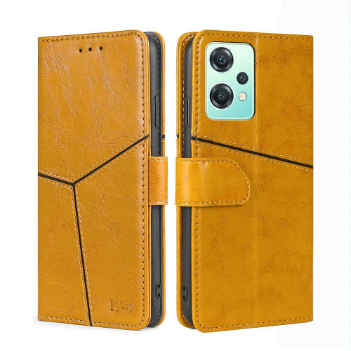 For OPPO K10x 5G Geometric Stitching Horizontal Flip Leather Phone Case(Yellow)