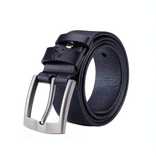 BULL CAPTAIN 01 Pin Buckle Thickened Cowhide Wear-Resistant Belt, Length: 110cm (Smooth Black)