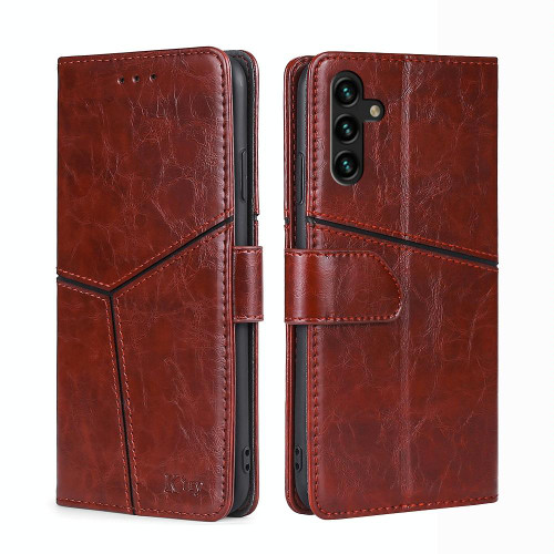 For Samsung Galaxy A04s Geometric Stitching Horizontal Flip Leather Phone Case(Dark Brown) For Samsung Galaxy A04s Geometric Stitching Horizontal Flip Leather Phone Case(Dark Brown)