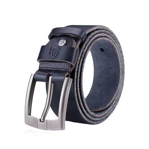 BULL CAPTAIN 01 Pin Buckle Thickened Cowhide Wear-Resistant Belt, Length: 115cm (Burr Black)