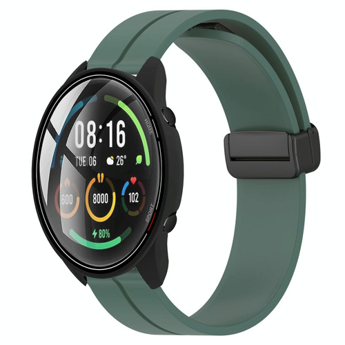 For Xiaomi MI Watch Color 22mm Solid Color Magnetic Clasp Silicone Watch Band(Olive Green)