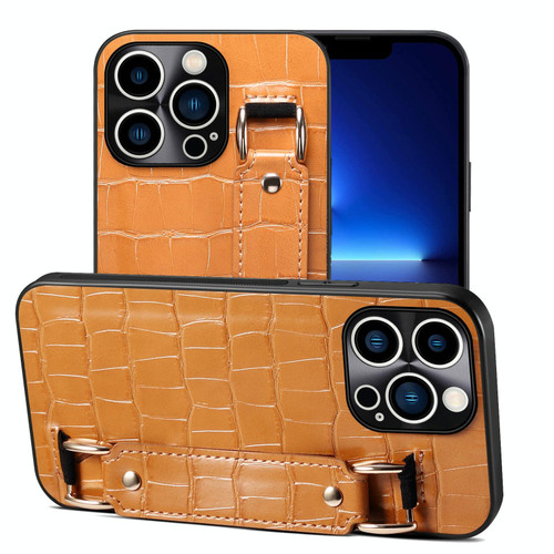 For iPhone 13 Pro Max Crocodile Wristband Wallet Leather Back Cover Phone Case(Brown) For iPhone 13 Pro Max Crocodile Wristband Wallet Leather Back Cover Phone Case(Brown)