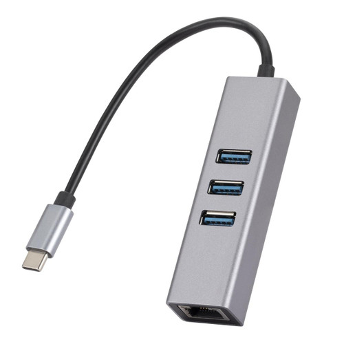 SL-030 USB-C / Type-C to Gigabit Ethernet RJ45 & 3 x USB 3.0 Adapter Converter HUB(Grey)