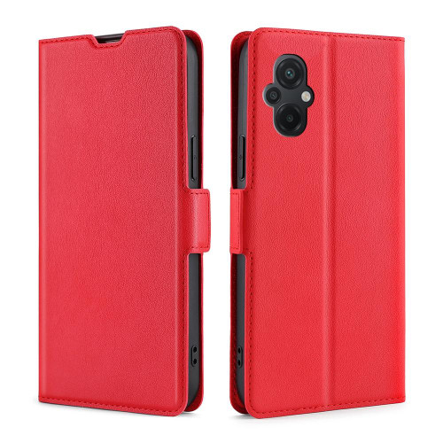 For Xiaomi Poco M5 4G Ultra-thin Voltage Side Buckle Horizontal Flip Leather Phone Case(Red)