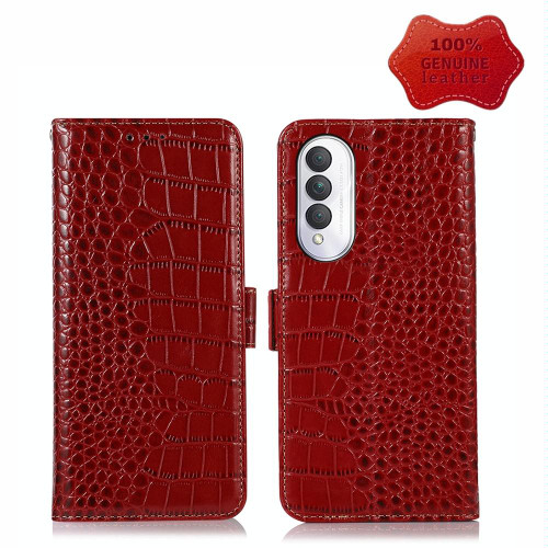 For Honor X20 SE Crocodile Top Layer Cowhide Leather Phone Case(Red)