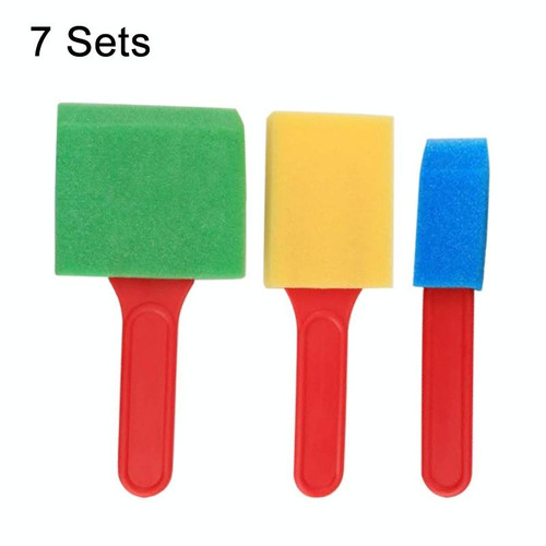 7 Sets Sponge Painting Brush Children Art Painting Seal Tool(3 PCS/Set Film Brush)