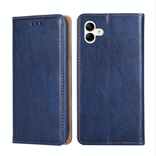 For Samsung Galaxy A04 Gloss Oil Solid Color Magnetic Leather Phone Case(Blue)