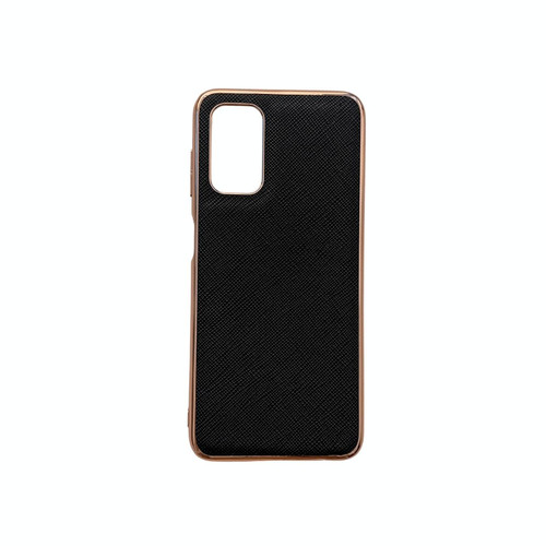 For Samsung Galaxy A13 4G Nano Electroplating Cross Texture Genuine Leather Phone Case(Black)