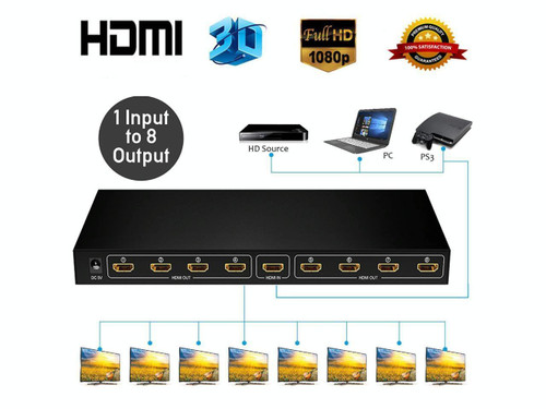 FJGEAR SM4K108 8 Ports HDMI Splitter 4K HD Audio And Video Splitter