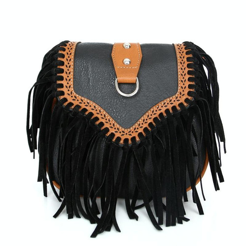 Single Shoulder Crossbody Tassel Women's Bags(Black)