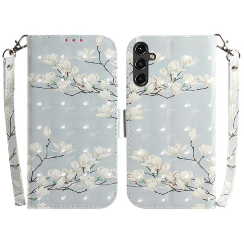 For Samsung Galaxy A14 5G 3D Colored Horizontal Flip Leather Phone Case(Magnolia)