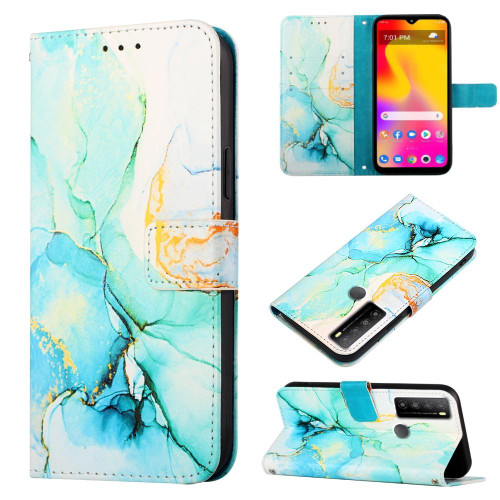 For TCL 30XL 2022 PT003 Marble Pattern Flip Leather Phone Case(Green LS003)