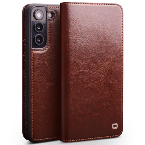 For Samsung Galaxy S22 5G QIALINO Genuine Leather Phone Case(Brown)