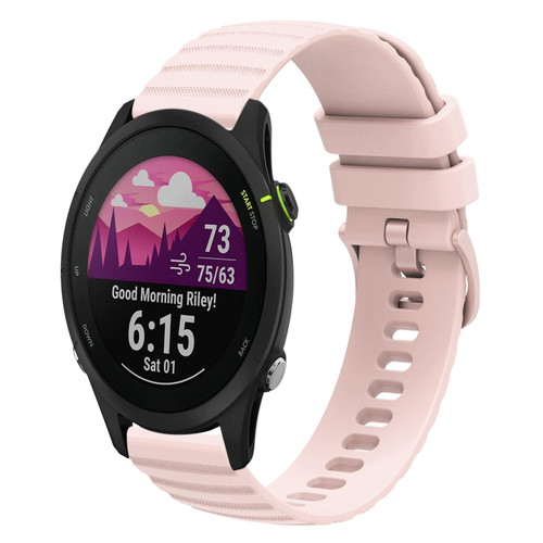 For Garmin Forerunner 255S 18mm Wavy Dotted Solid-Color Silicone Watch Band(Pink)