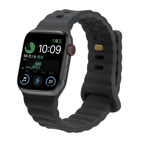 Reverse Buckle Silicone Watch Band for Apple Watch Series 9&8&7 41mm / SE 3&SE 2&6&SE&5&4 40mm / 3&2&1 38mm(Grey)