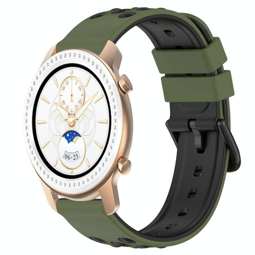 For Amazfit GTR 42mm 20mm Two-Color Porous Silicone Watch Band(Army Green + Black) For Amazfit GTR 42mm 20mm Two-Color Porous Silicone Watch Band(Army Green + Black)