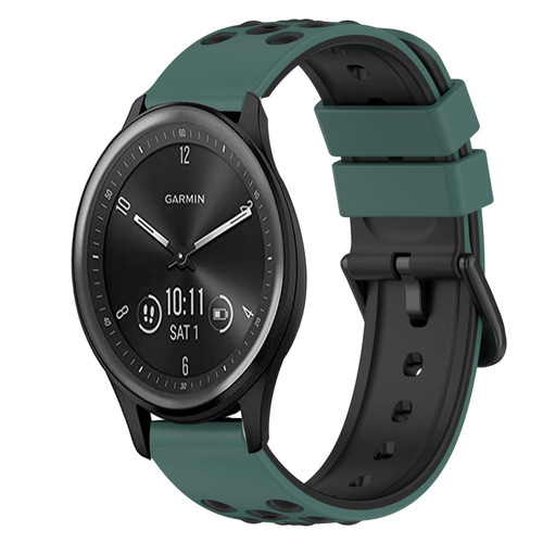For Garmin Vivomove Sport 20mm Two-Color Silicone Watch Band(Olive Green + Black)