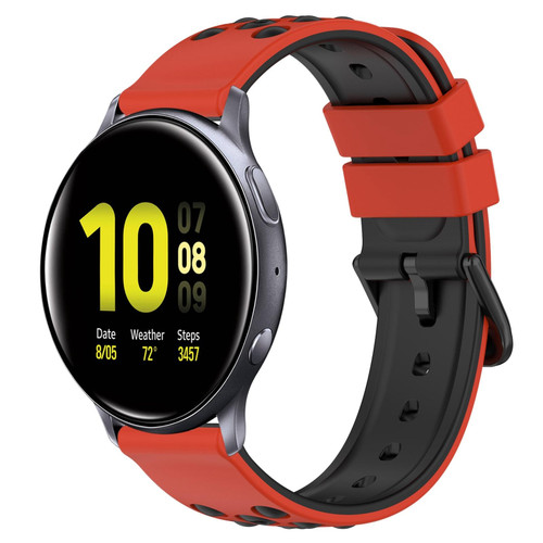For Samsung Galaxy Watch Active2 44mm 20mm Two-Color Porous Silicone Watch Band(Red+Black)