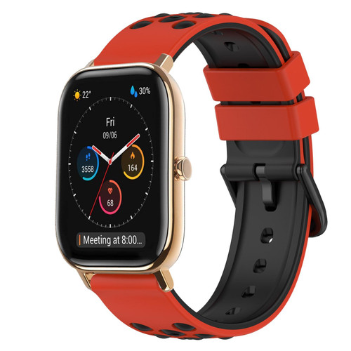For Amazfit GTS 20mm Two-Color Silicone Watch Band(Black+Lime Green)