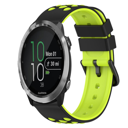 For Garmin Forerunner 645 Music 20mm Two-Color Silicone Watch Band(Black+Grey)