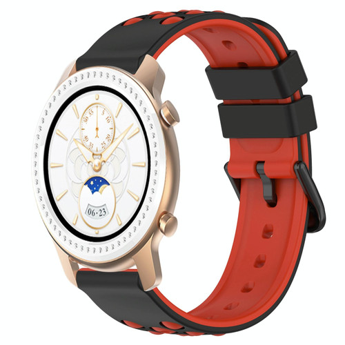 For Amazfit GTR 42mm 20mm Two-Color Porous Silicone Watch Band(Black+Red) For Amazfit GTR 42mm 20mm Two-Color Porous Silicone Watch Band(Black+Red)