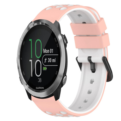 For Garmin Forerunner 645 Music 20mm Two-Color Silicone Watch Band(White+Black)