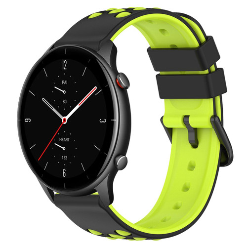 For Amazfit GTR 2e 22mm Two-Color Porous Silicone Watch Band(Black+Lime Green) For Amazfit GTR 2e 22mm Two-Color Porous Silicone Watch Band(Black+Lime Green)