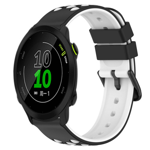 For Garmin Forerunner 158 20mm Two-Color Porous Silicone Watch Band(Black+White) For Garmin Forerunner 158 20mm Two-Color Porous Silicone Watch Band(Black+White)