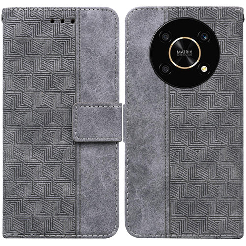 For Honor X9 / X9 5G Geometric Embossed Flip Leather Phone Case(Grey) For Honor X9 / X9 5G Geometric Embossed Flip Leather Phone Case(Grey)