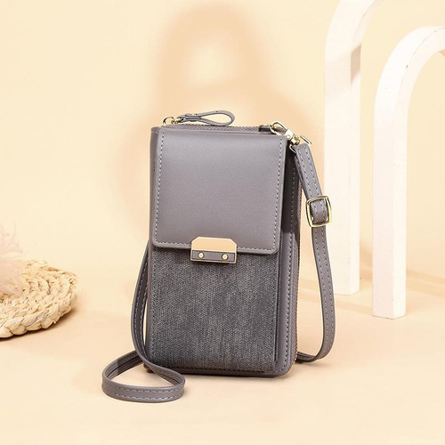 Women Shoulder Crossbody Bag Lock Small Square Bag Cell Phone Bag(Gray)