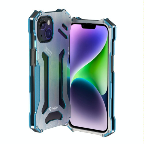 For iPhone 14 R-JUST RJ17 Shockproof Armor Metal Phone Case(Blue)