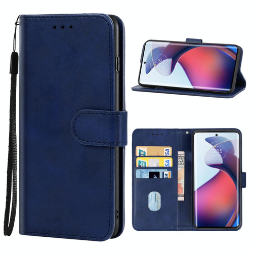 For Motorola Moto G72 Leather Phone Case(Blue)