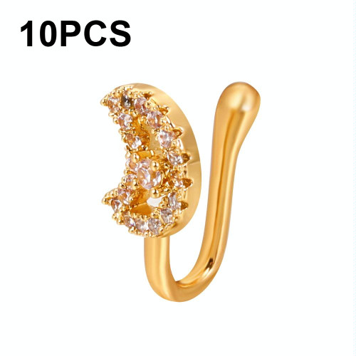 10 PCS U-shaped Nose Clip Copper Inlaid With Zircon Nose Decoration, Color: G-190 Gold