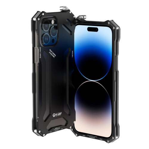 For iPhone 14 Pro Max R-JUST RJ17 Shockproof Armor Metal Phone Case(Black)