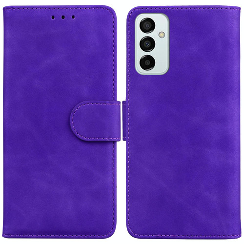 For Samsung Galaxy M13 4G Skin Feel Pure Color Flip Leather Phone Case(Purple)