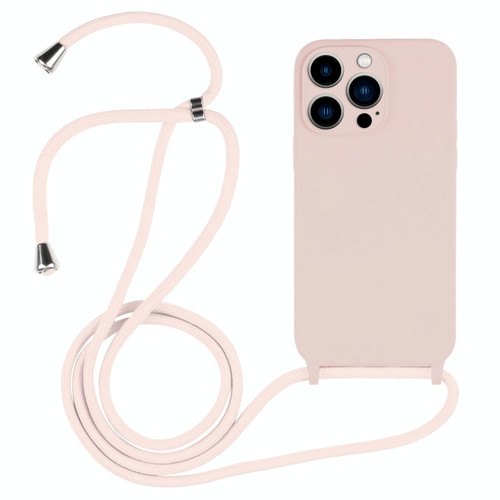 For iPhone 13 Pro Crossbody Lanyard Liquid Silicone Case(Sand Pink) For iPhone 13 Pro Crossbody Lanyard Liquid Silicone Case(Sand Pink)