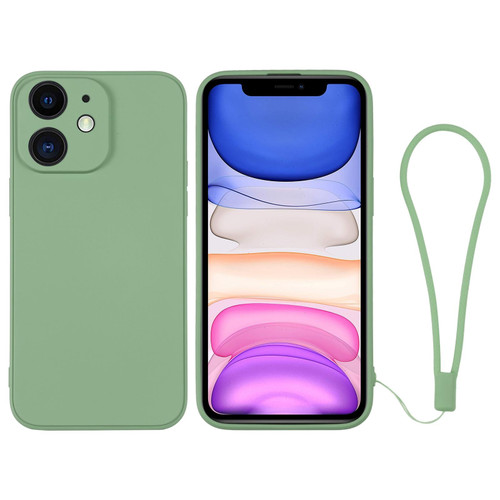 For iPhone 11 Silicone Phone Case with Wrist Strap(Matcha Green)