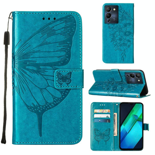 For Infinix Note 12 G96 Embossed Butterfly Flip Leather Phone Case(Blue) For Infinix Note 12 G96 Embossed Butterfly Flip Leather Phone Case(Blue)
