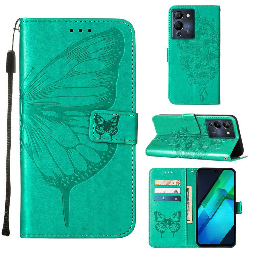 For Infinix Note 12 G96 Embossed Butterfly Flip Leather Phone Case(Green) For Infinix Note 12 G96 Embossed Butterfly Flip Leather Phone Case(Green)