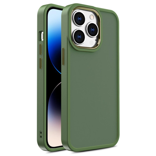For iPhone 14 Pro Max Shield Skin Feel PC + TPU Phone Case (Dark Green)
